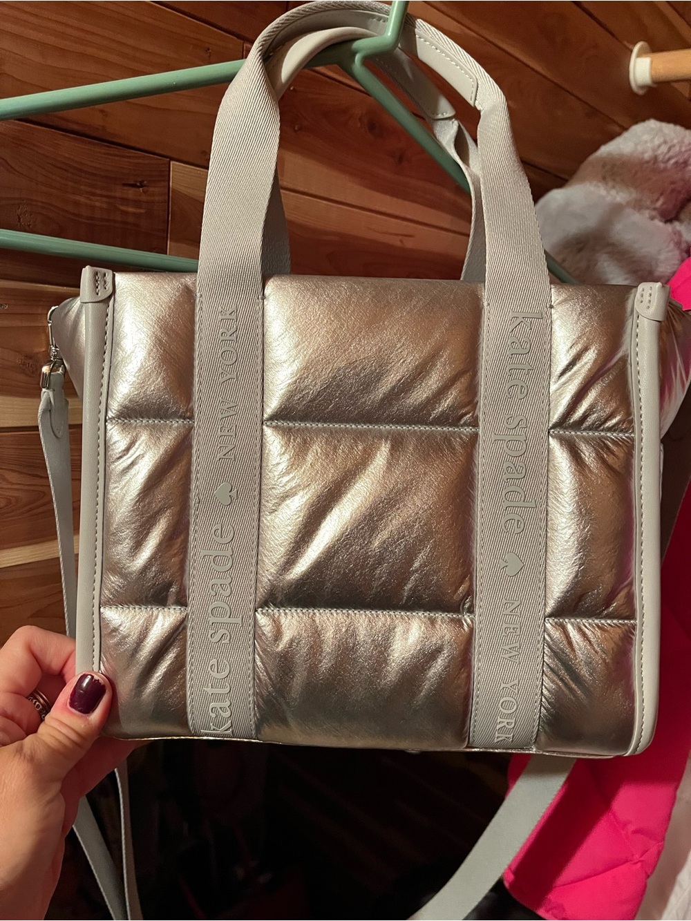 kate spade Silver Quilted Shoulder Tote